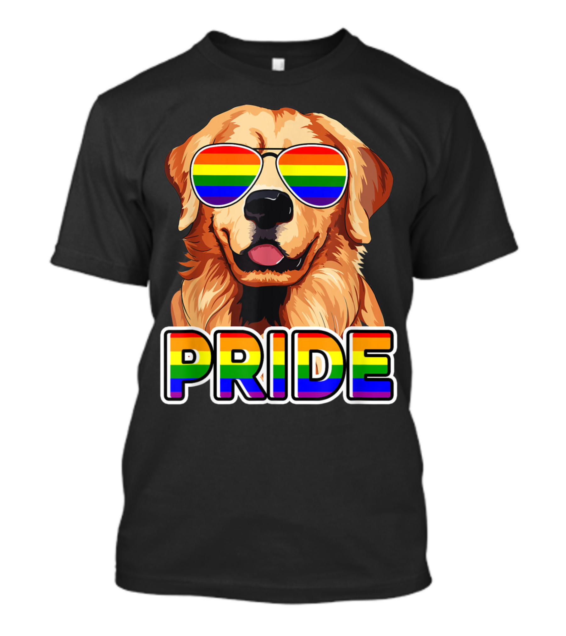 Golden Retriever Pride Rainbow Sunglasses Flag T-Shirt