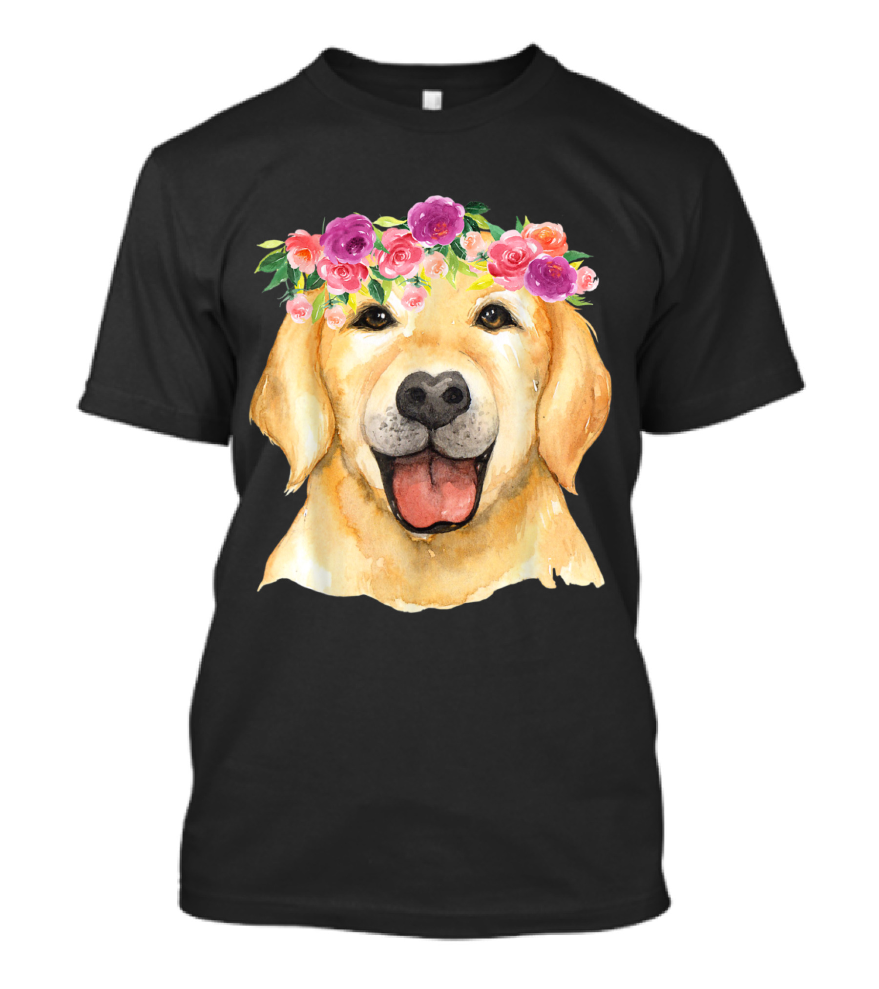 Golden Retriever Cute Golden Retriev Floral Crown T-Shirt