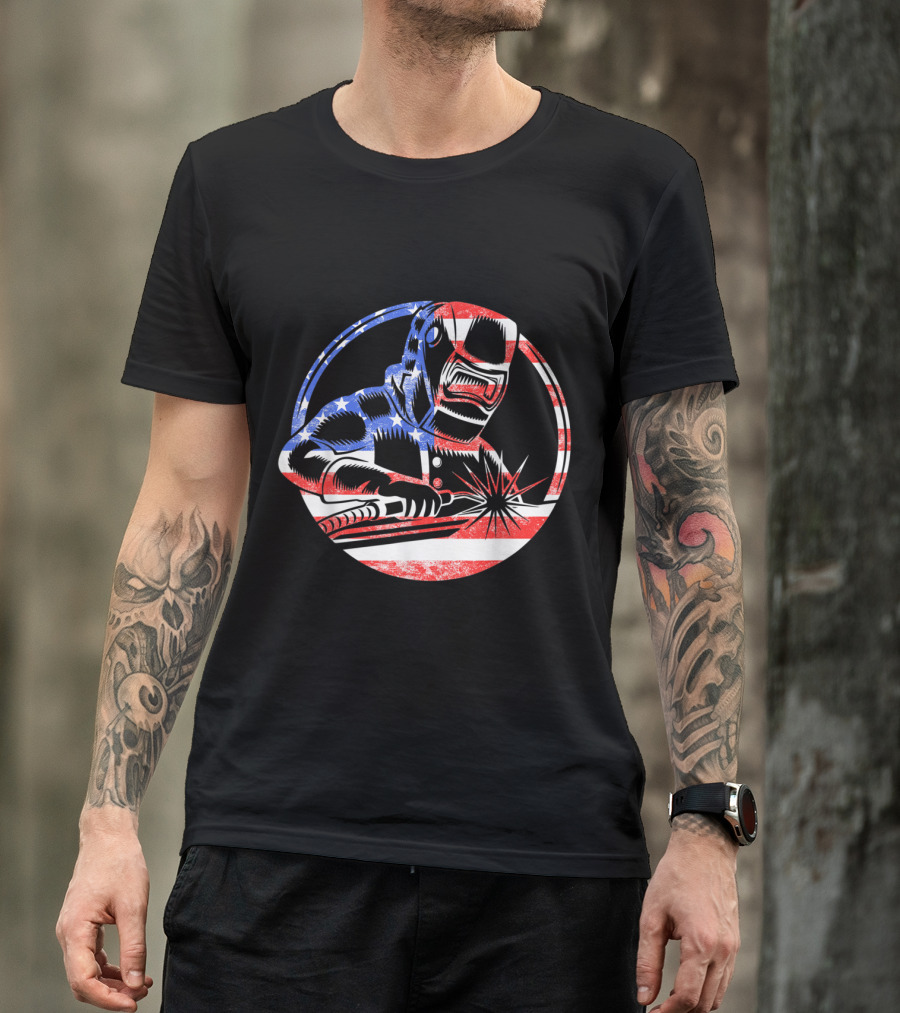 American Flag Welder Patriotic Fourth Of July T-Shirt