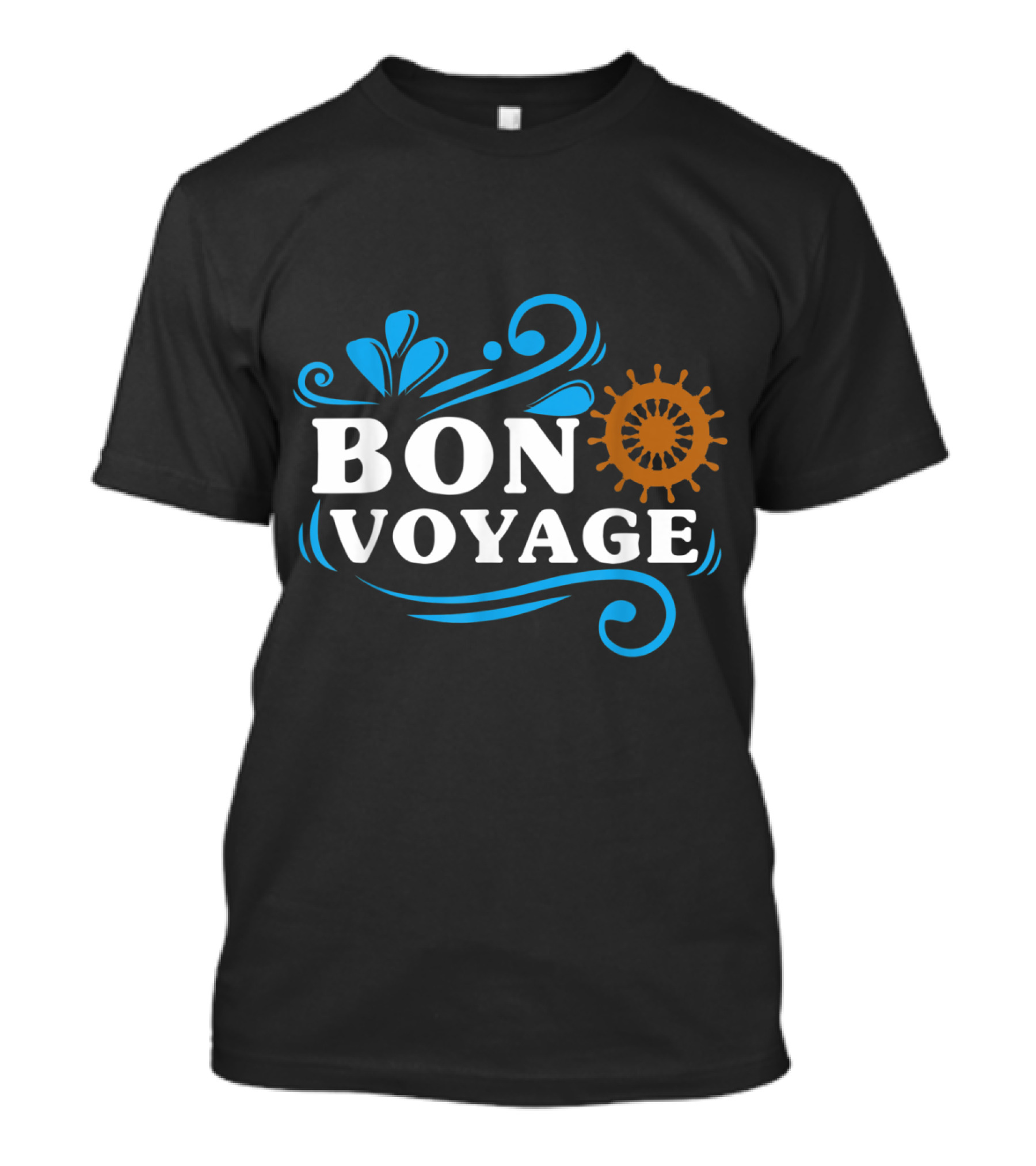 Bon Voyage Nautical Adventure With Ship Wheel And Ocean Waves Elements T-Shirt
