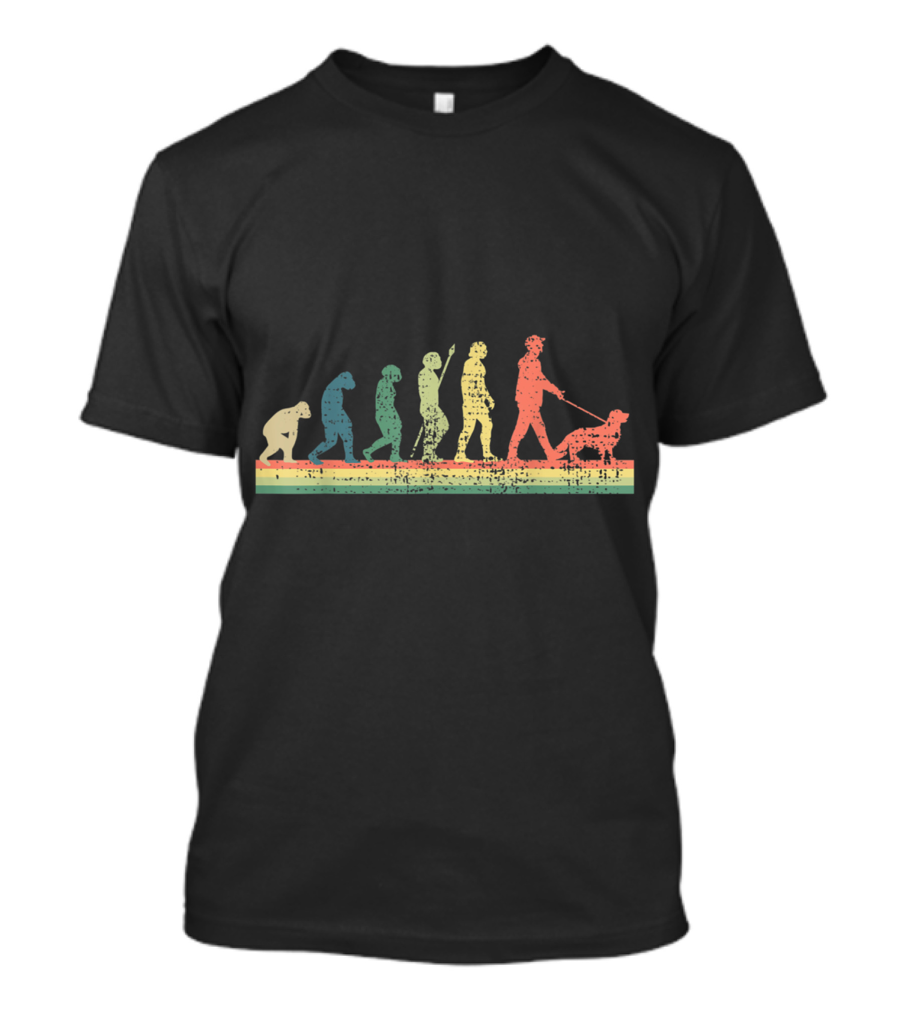 Golden Retriever Evolution Funny Owner Walking Retro T-Shirt