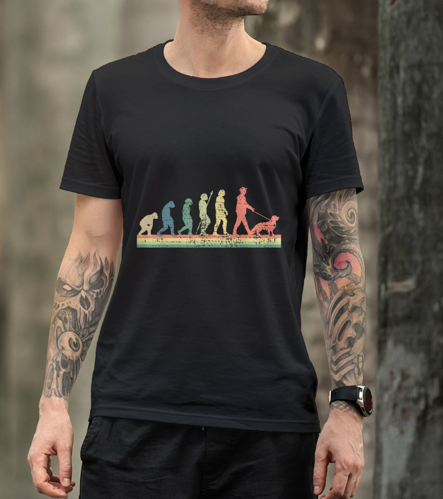 Golden Retriever Evolution Funny Owner Walking Retro T-Shirt
