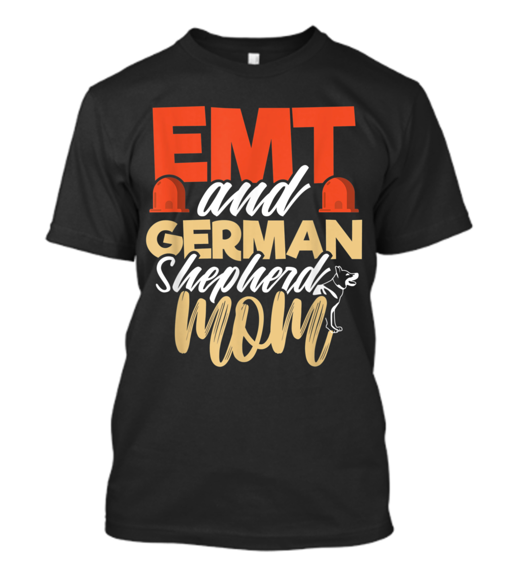EMT And German Shepherd Mom With Emergency Medical Helmets T-Shirt
