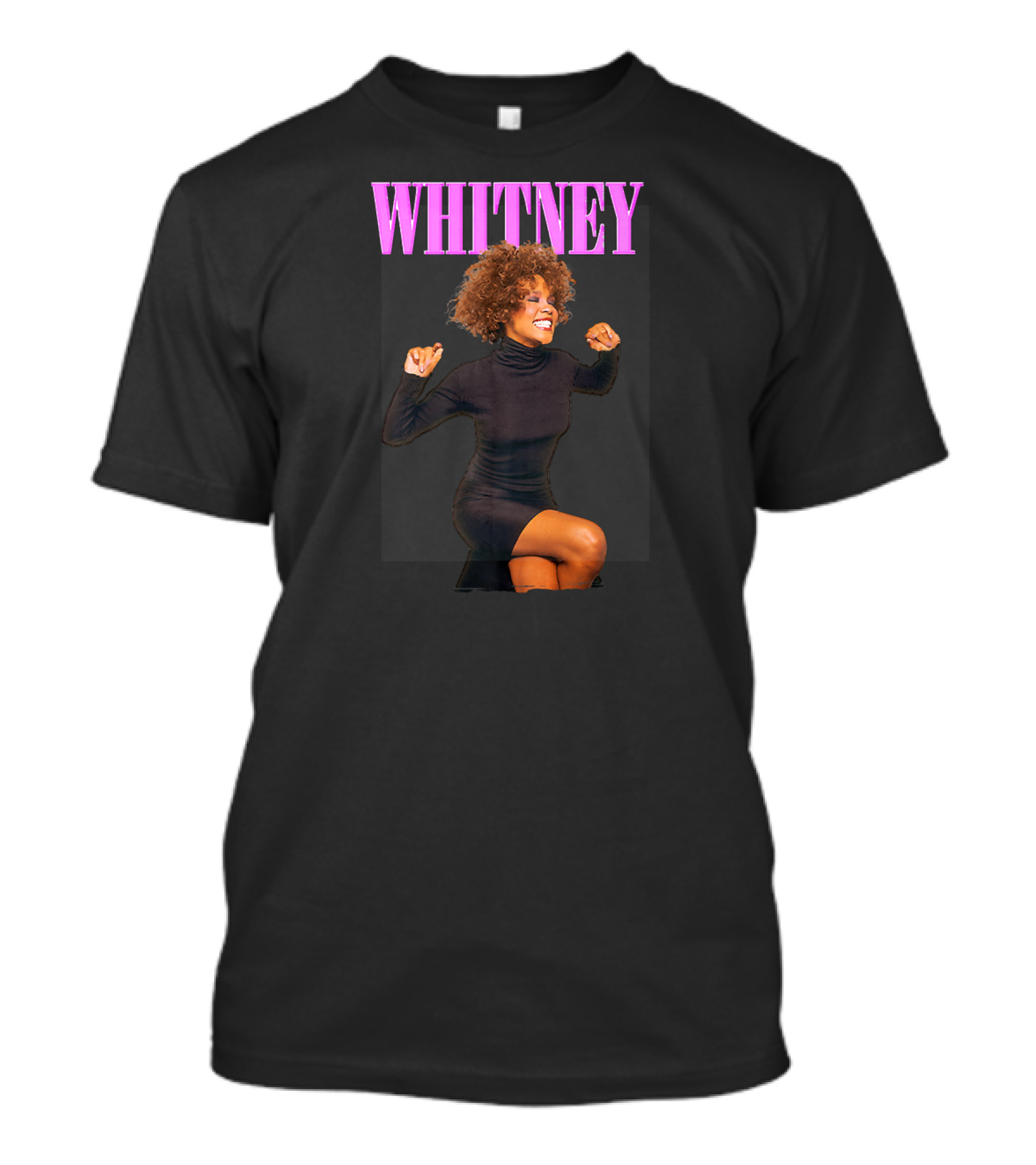 Whitney Joyful Pose With Text In Bold Pink Letters T-Shirt