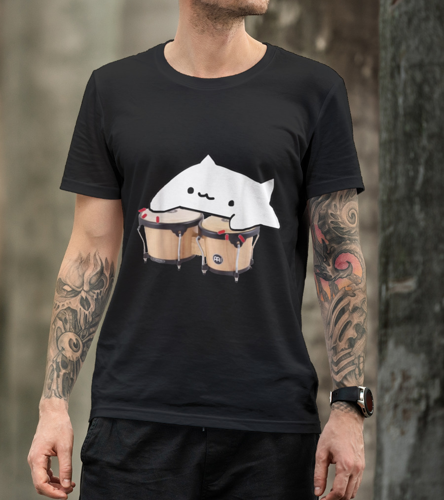 Bongo Cat Adorable Meme With Percussion Instrument Playfulness T-Shirt
