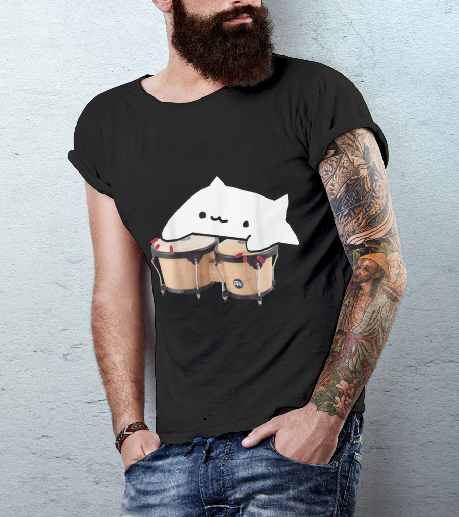 Bongo Cat Adorable Meme With Percussion Instrument Playfulness T-Shirt