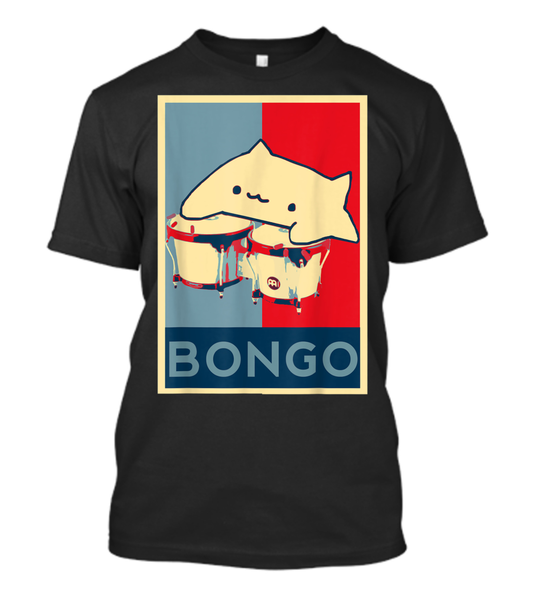 Bongo Cat Poster Style Playing Drums In Hope Colors T-Shirt