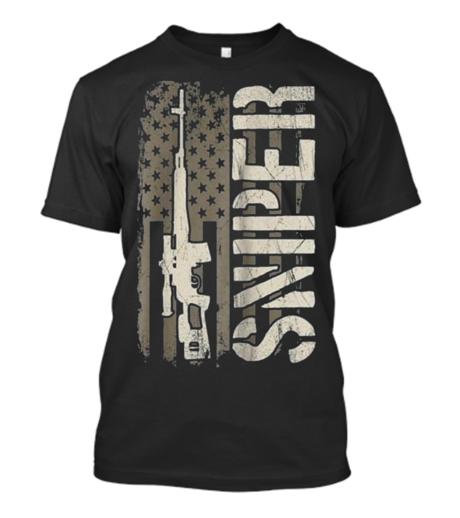 Sniper American Flag Military Rifle T-Shirt