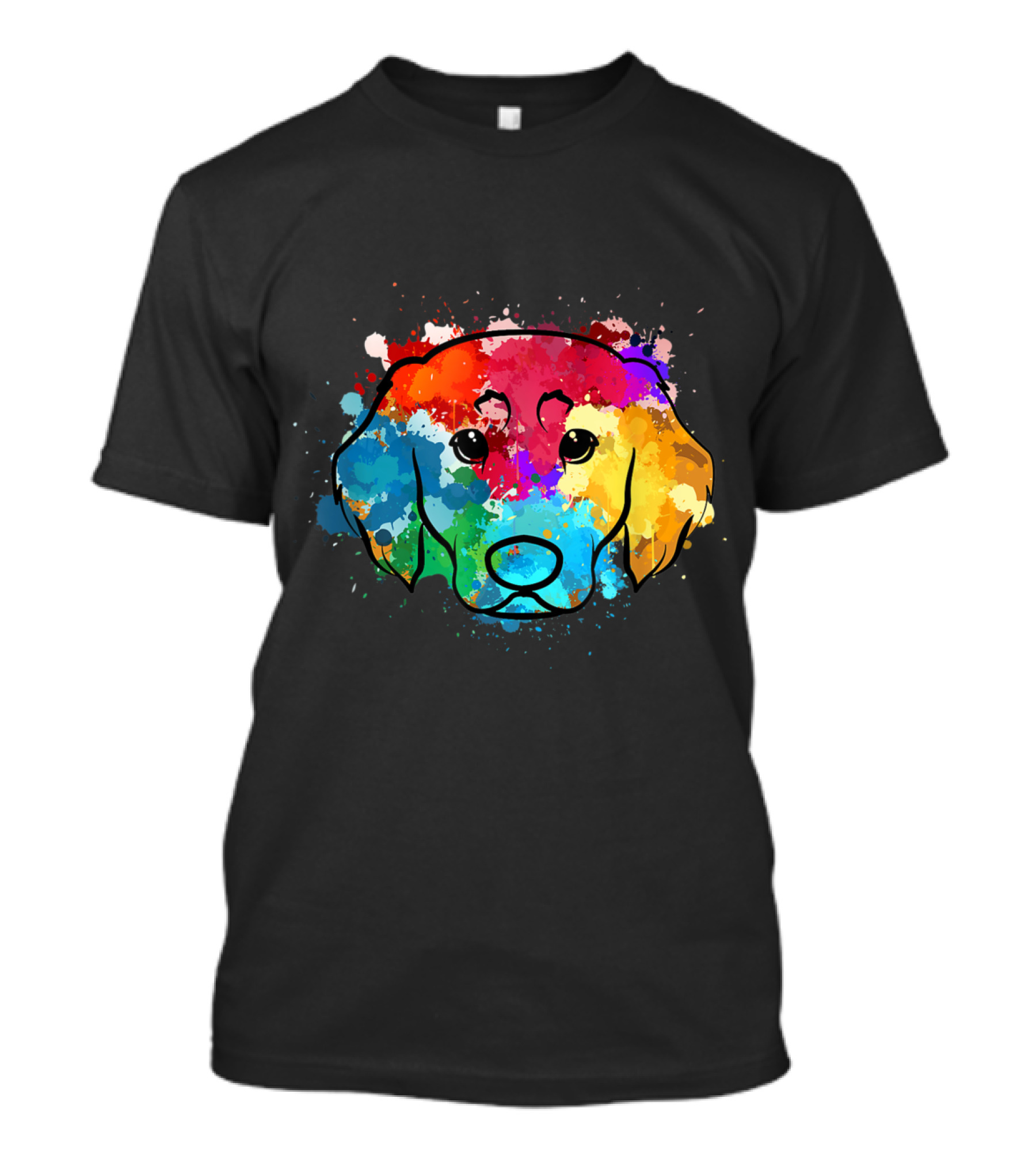 Golden Retriever Colorful Watercolor Splash Art Dog T-Shirt