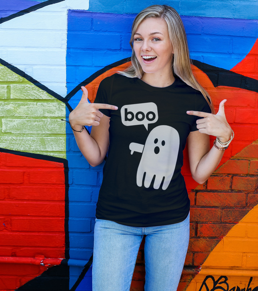 Boo Ghost Speech Bubble Thumbs Down Gesture T-Shirt
