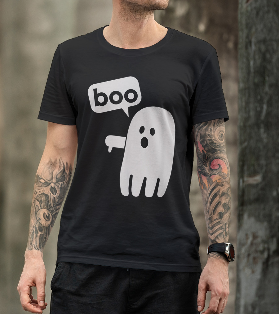 Boo Ghost Speech Bubble Thumbs Down Gesture T-Shirt