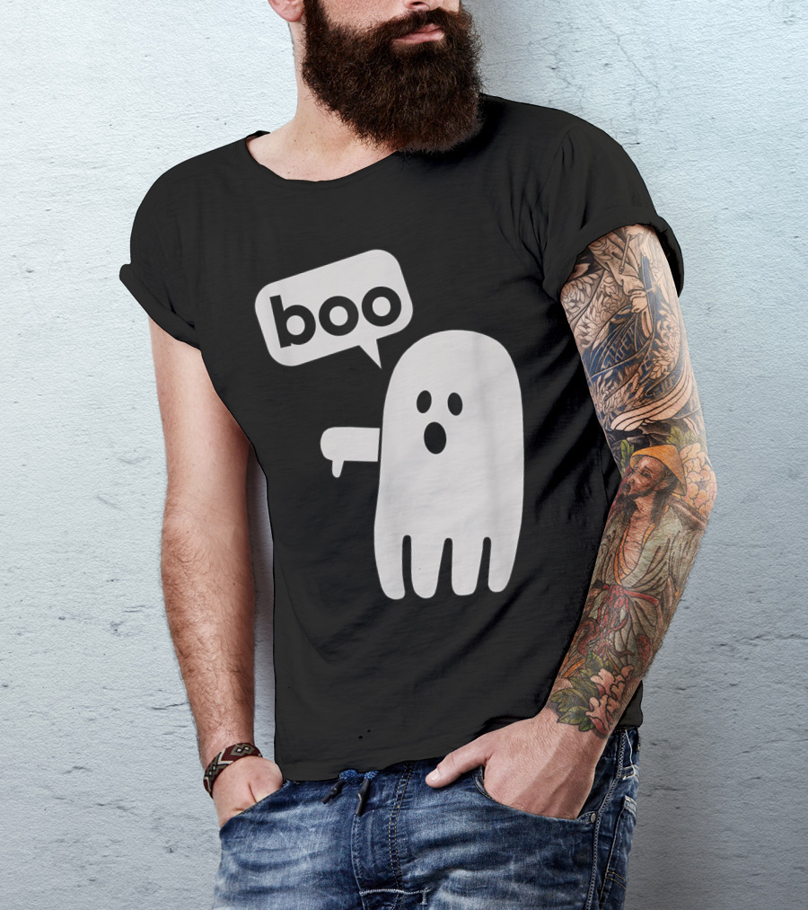 Boo Ghost Speech Bubble Thumbs Down Gesture T-Shirt