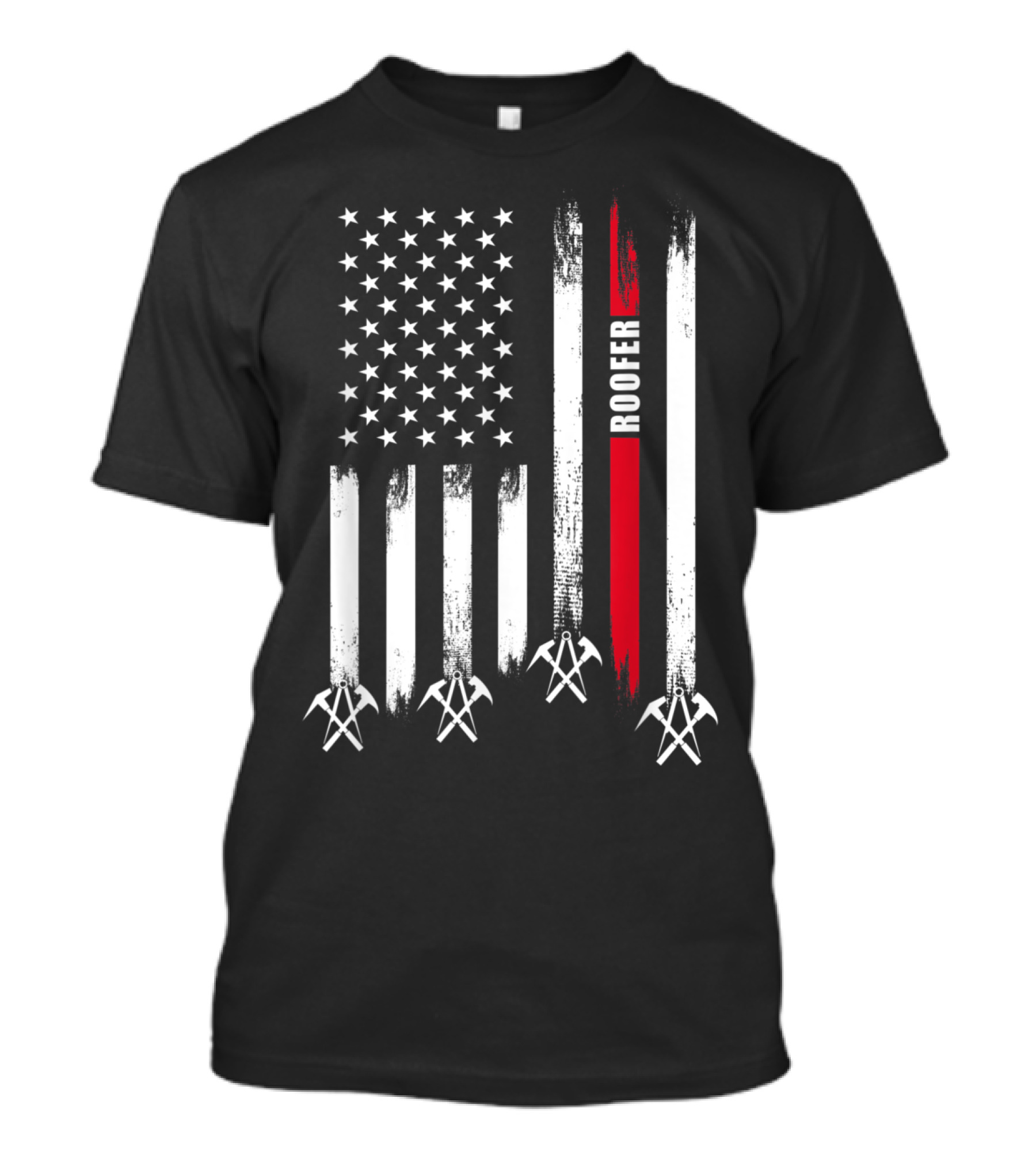 Roofer Pride American Flag With Roofing Tools T-Shirt