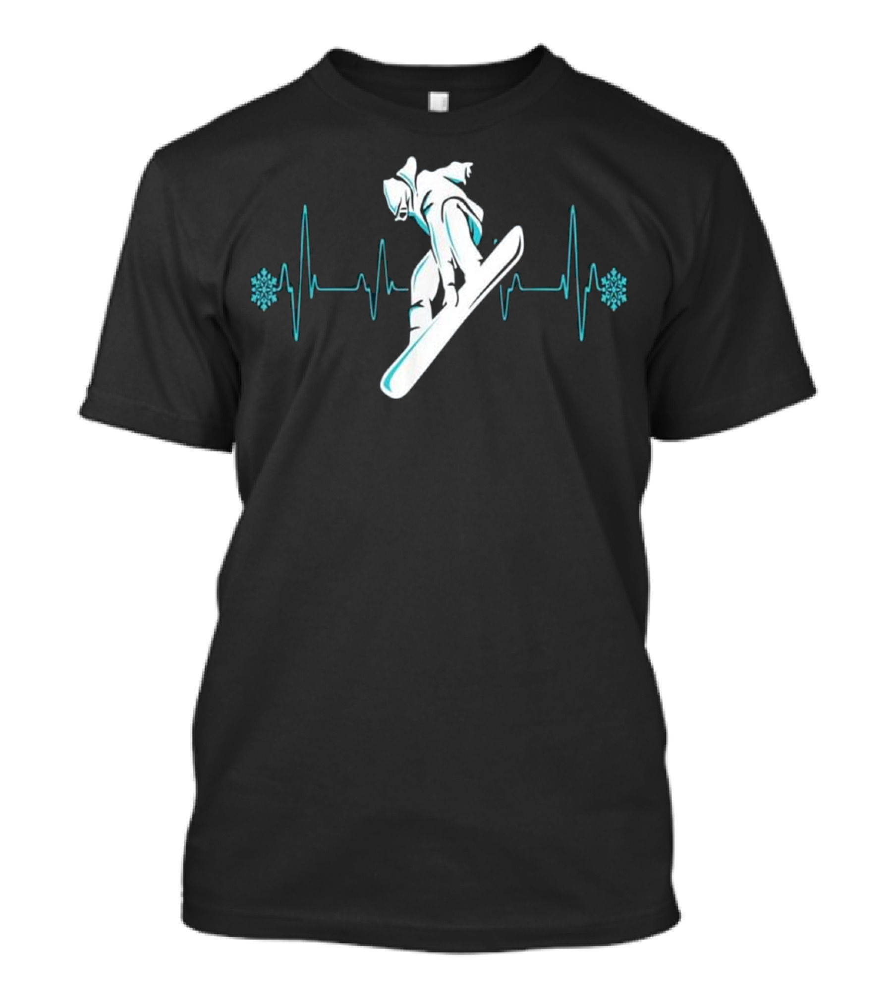 Snowboard Rider Heartbeat Snowflakes T-Shirt