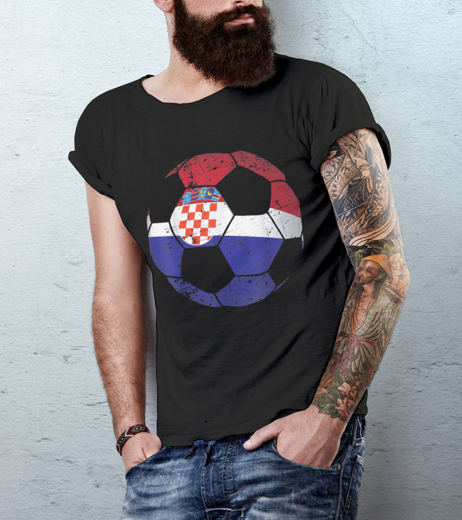 Croatia National Soccer Ball Emblem Flag T-Shirt