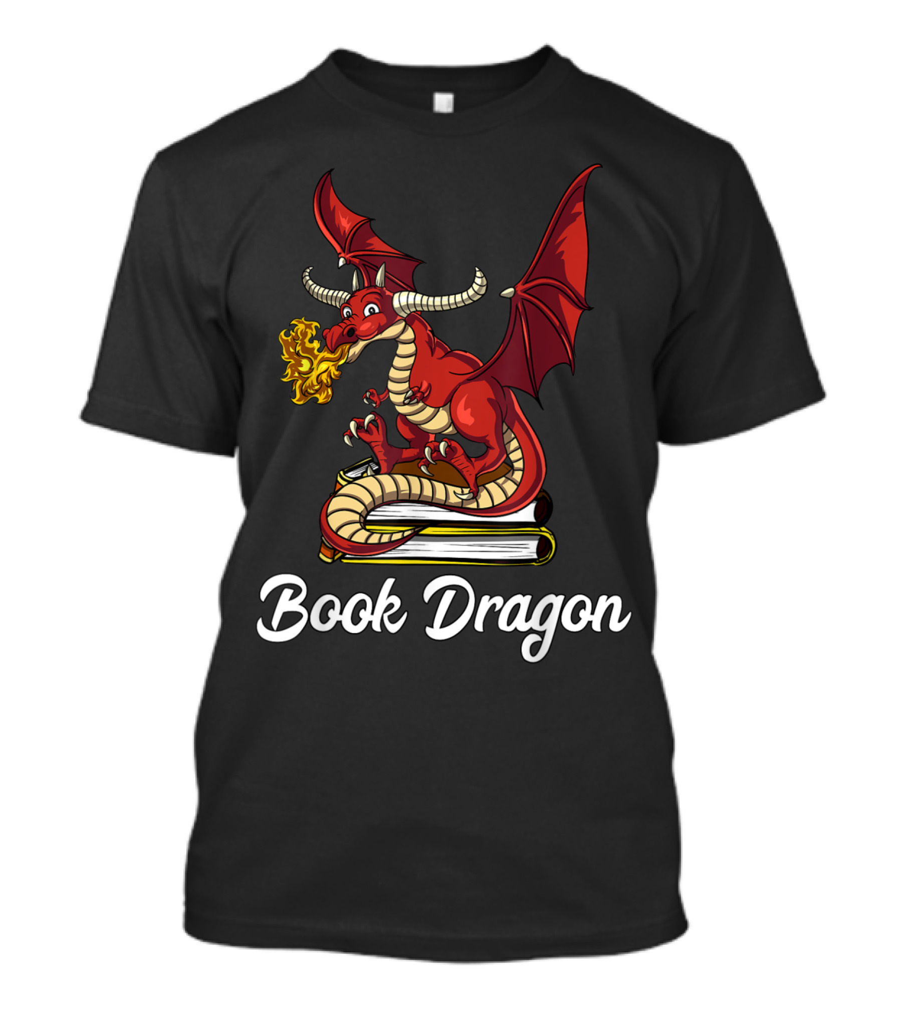 Book Dragon Fire-Breathing Funny Reading Lover Geek Nerd Lib T-Shirt