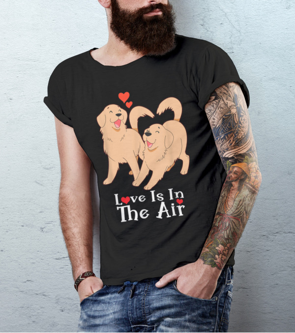 Love Is In The Air Golden Retriever Hearts T-Shirt