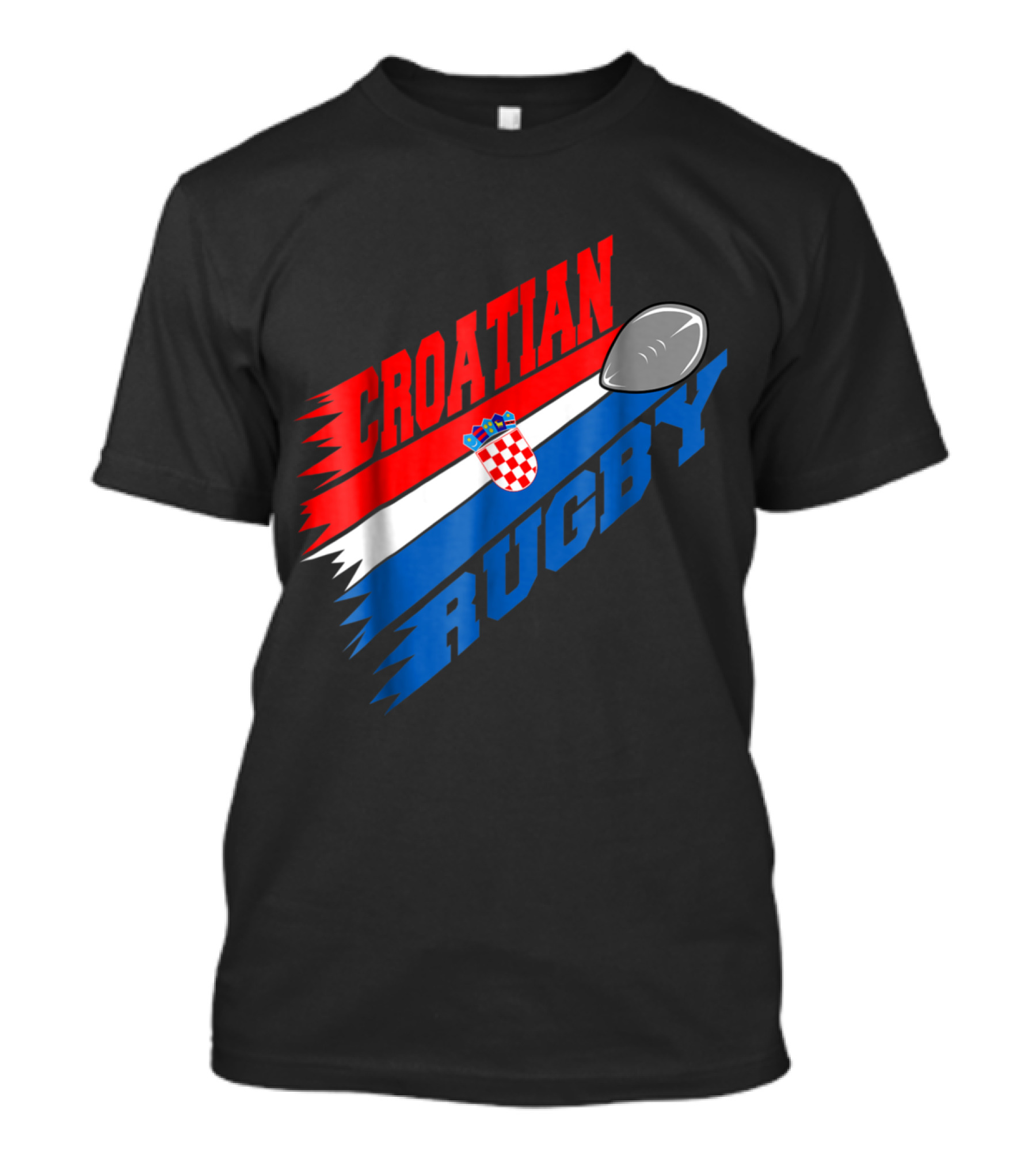 Croatian Rugby Croatia Flag Emblem With Rugby Ball T-Shirt