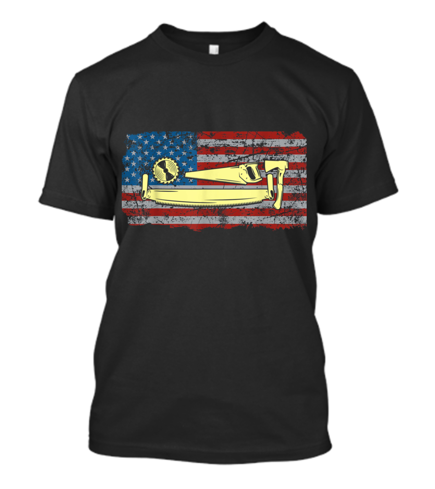 American Flag With Woodworking Tools Carpenter T-Shirt