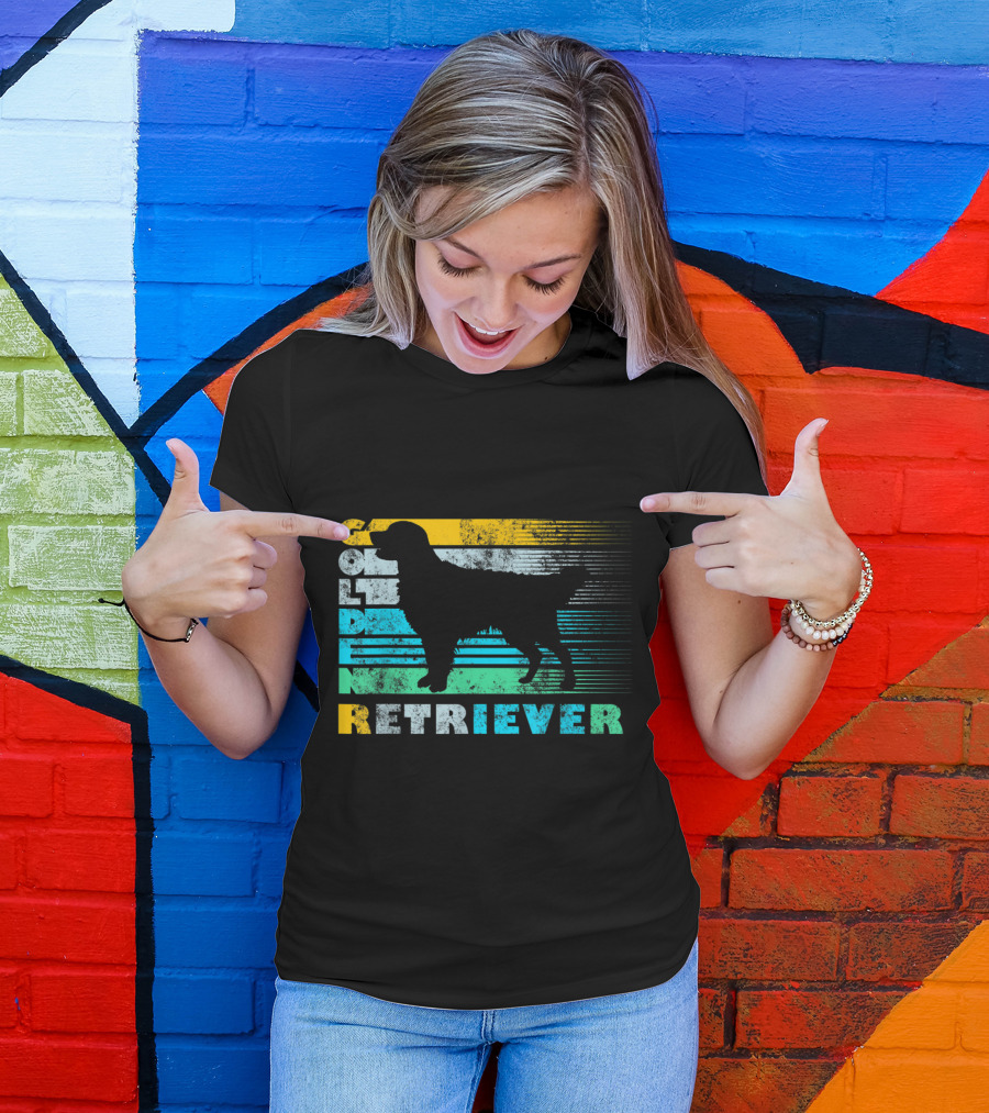 Golden Retriever Retro Striped T-Shirt