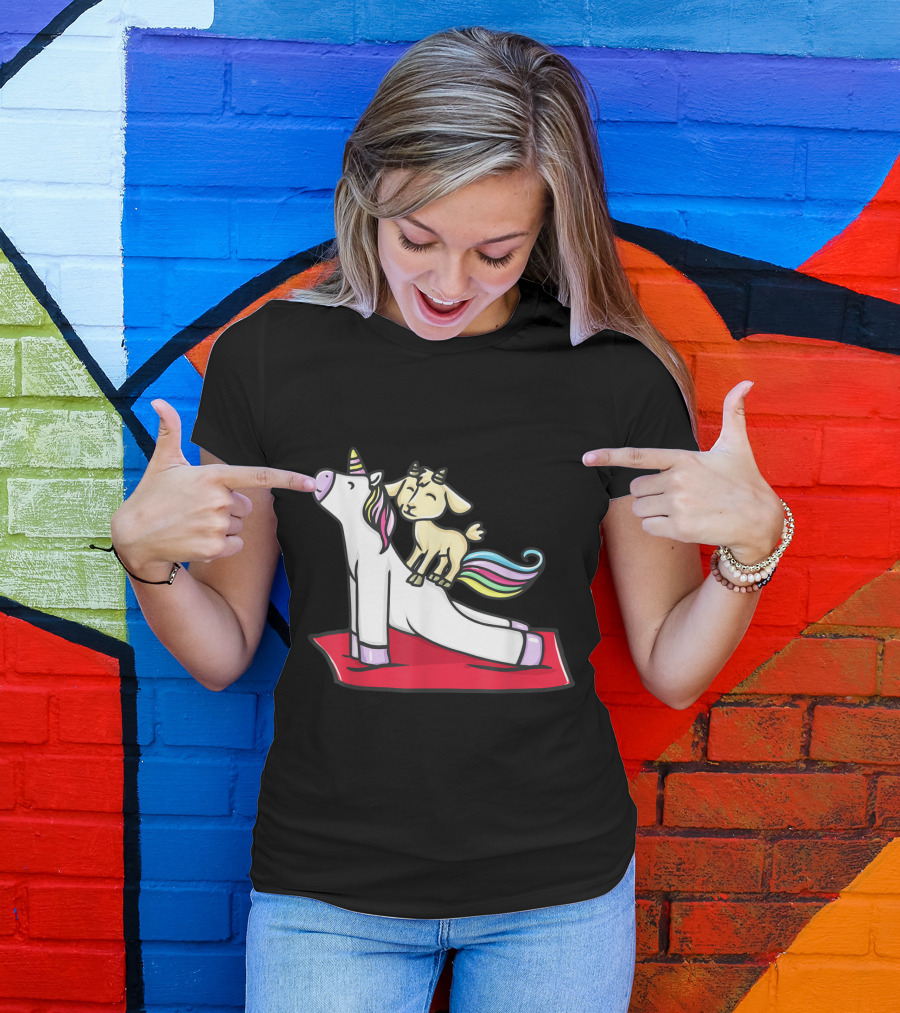 Yoga Unicorn Pose With Playful Goat Balance T-Shirt