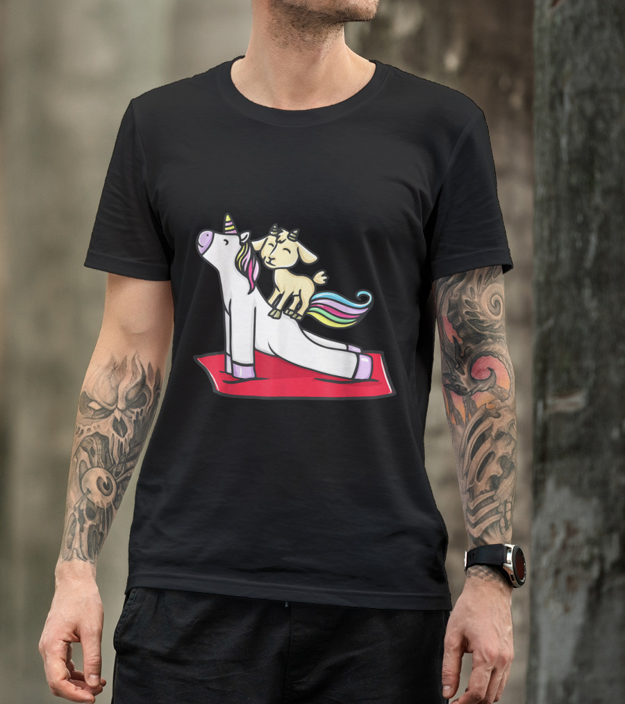 Yoga Unicorn Pose With Playful Goat Balance T-Shirt