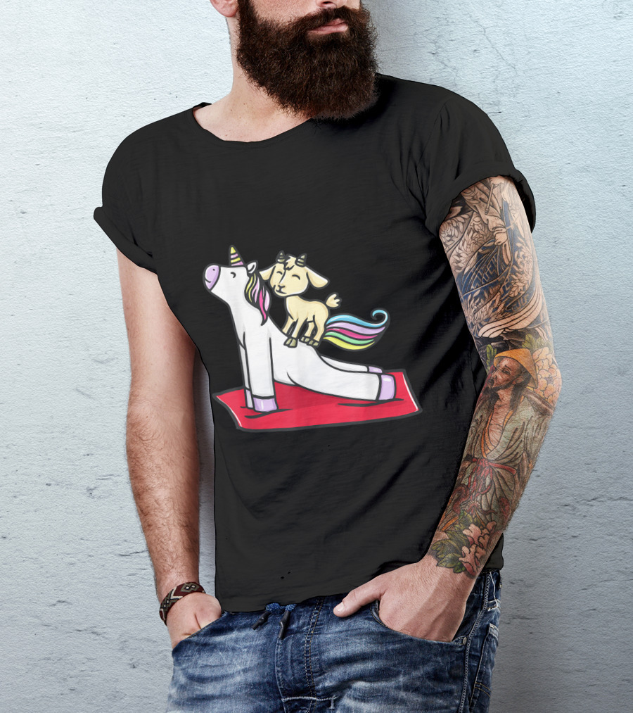 Yoga Unicorn Pose With Playful Goat Balance T-Shirt