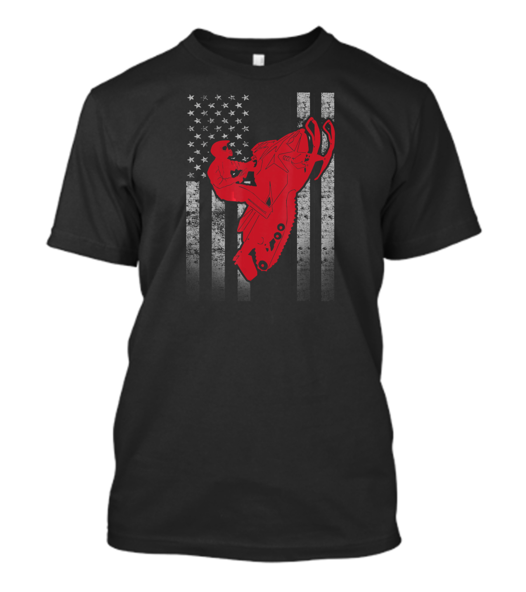 American Flag Snowmobile Rider T-Shirt
