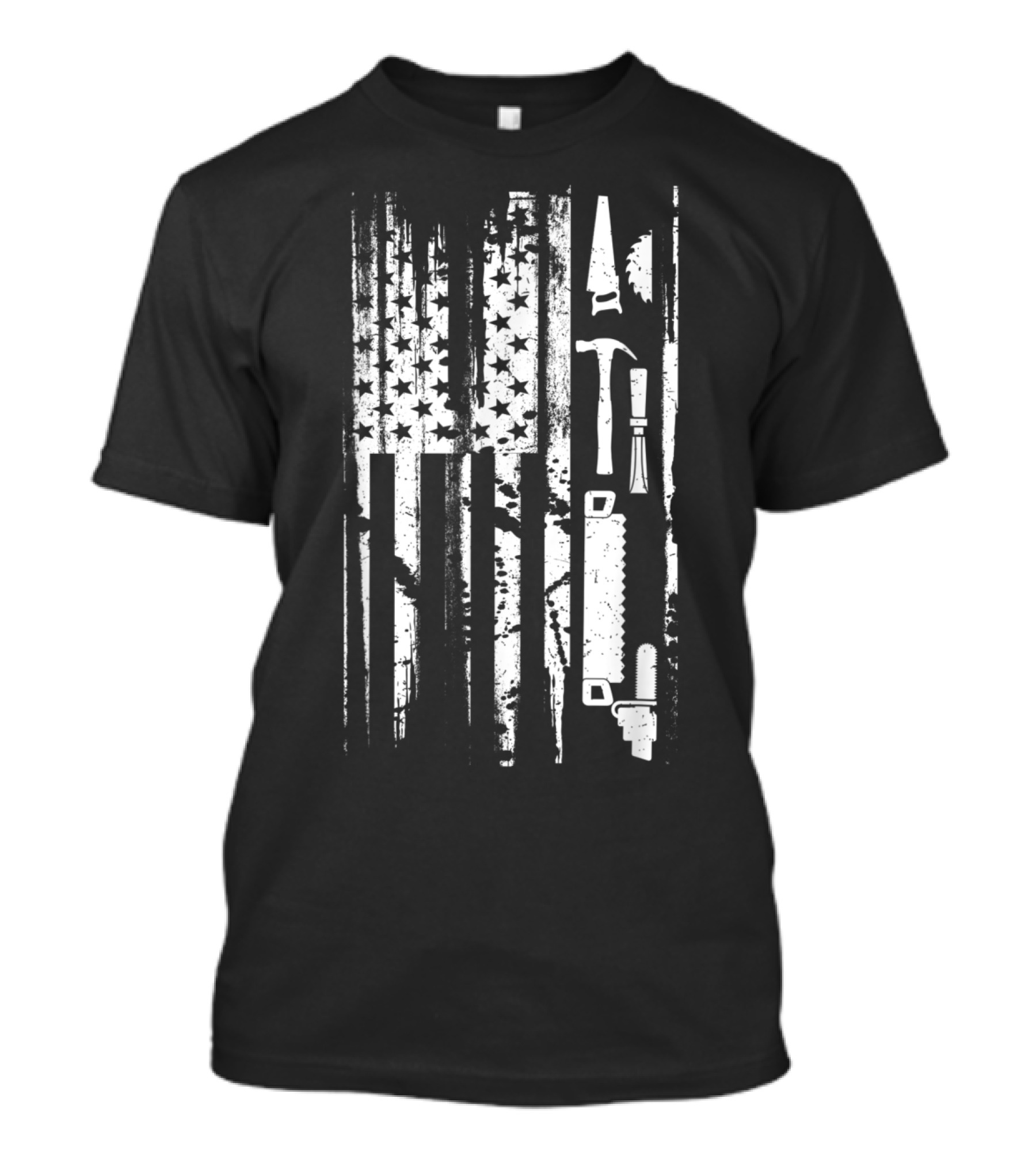 American Flag Tool Silhouette With Woodworking Tools T-Shirt