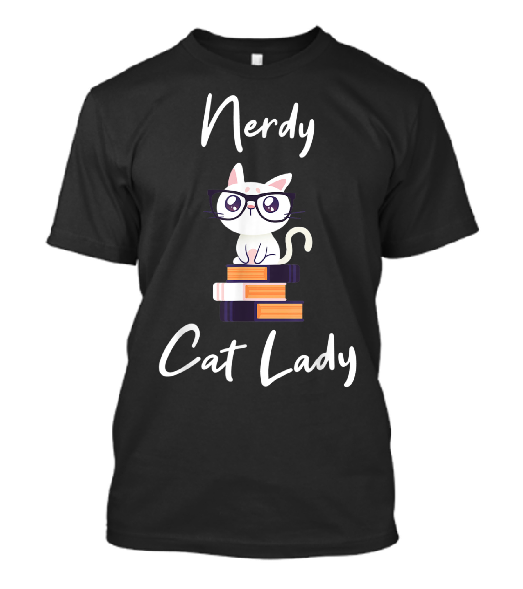 Nerdy Cat Lady Book Lover Cat Cat Lover Reading Kitt T-Shirt