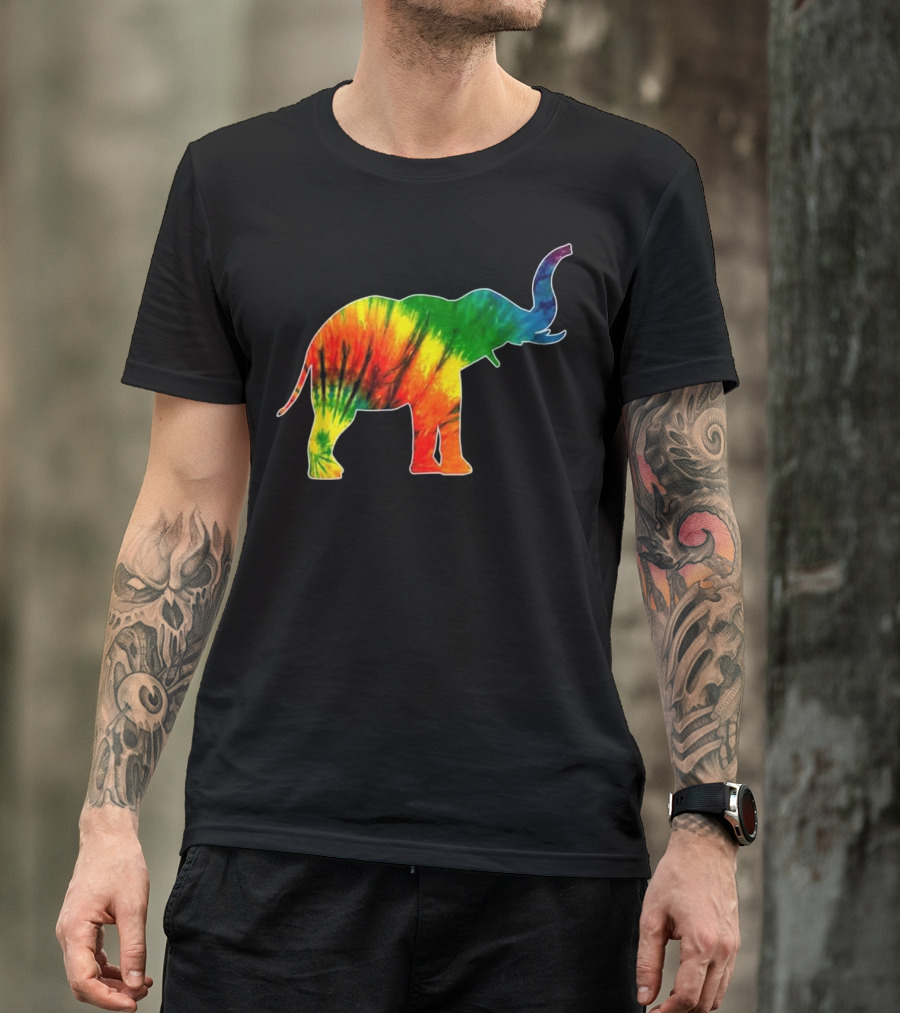 Tie Dye Elephant Save Animals Rainbow Effect T-Shirt