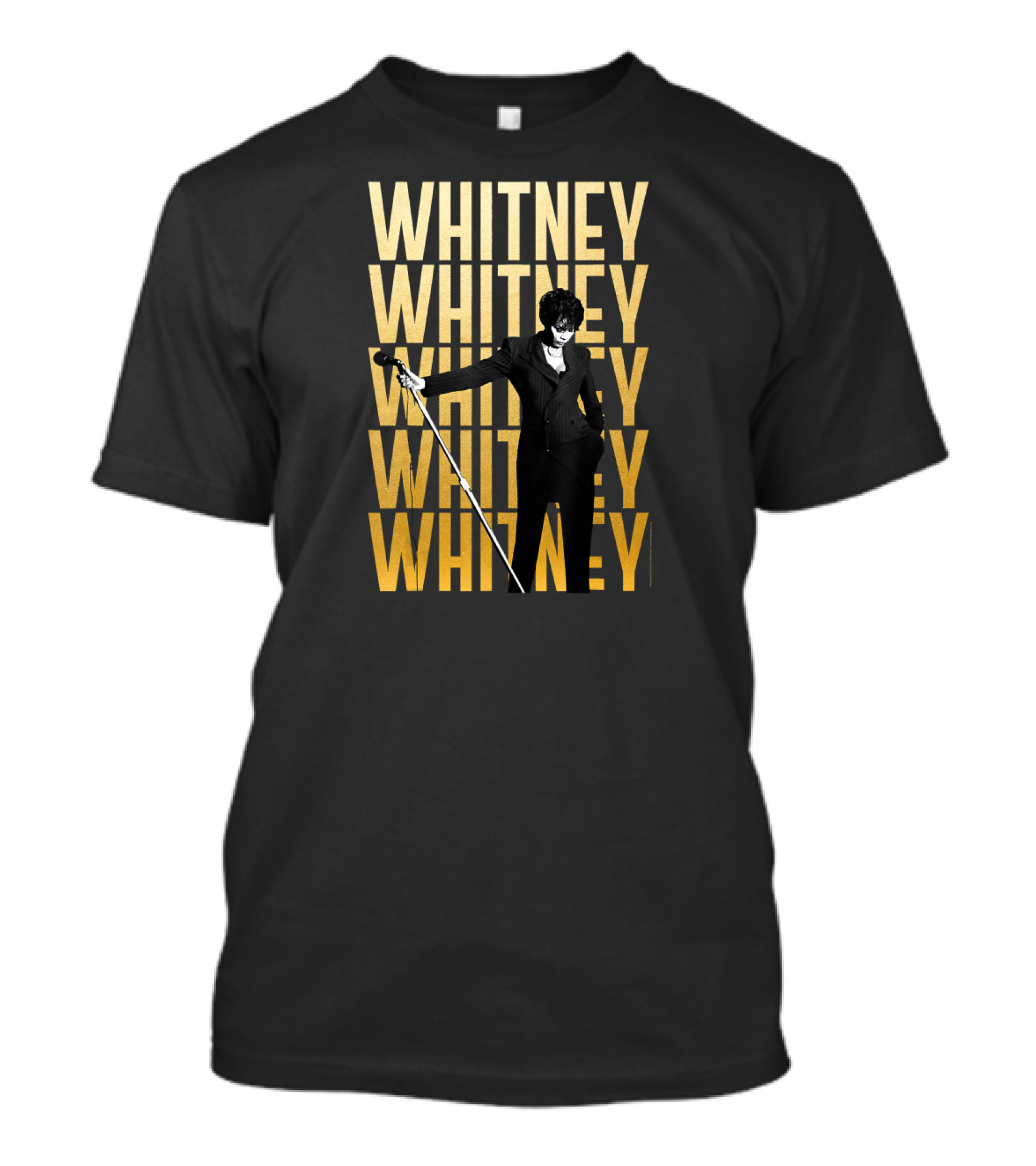 Whitney Houston Iconic Performance Typography Repeated Name T-Shirt