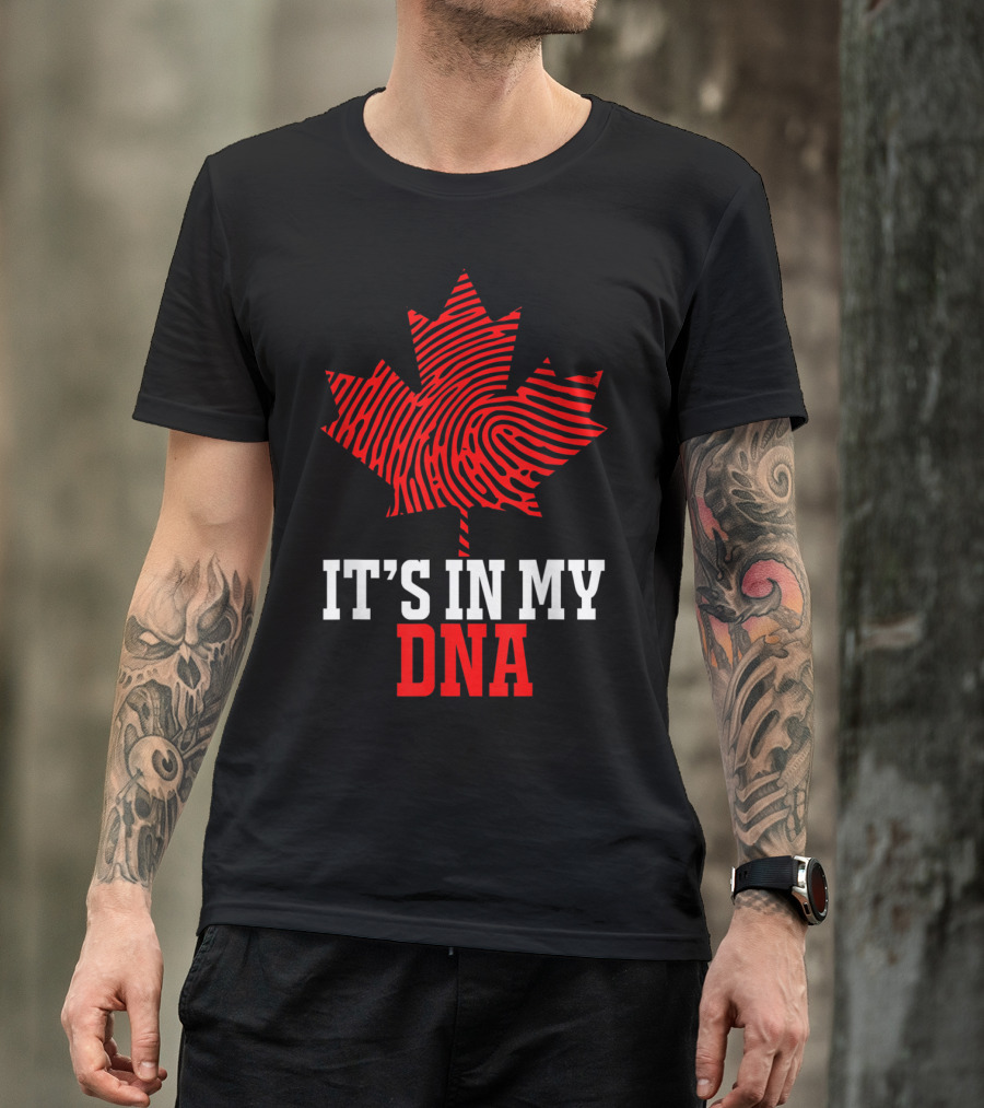 Canada Flag Maple Leaf It's In My DNA Fingerprint Canada Day T-Shirt