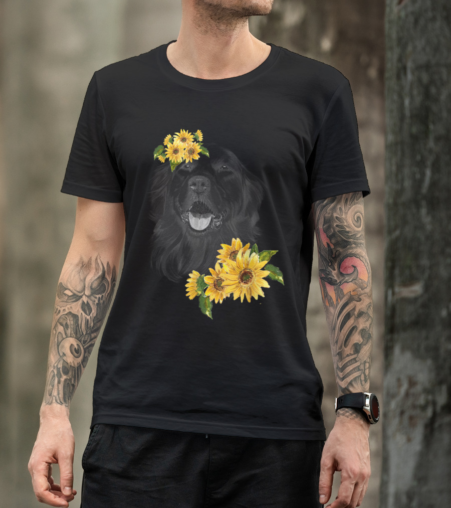 Golden Retriever With Sunflowers Anima T-Shirt