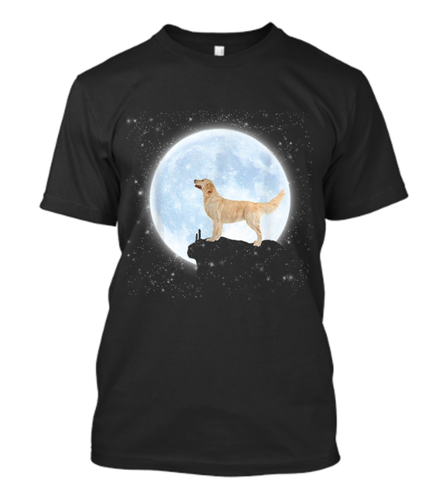 Golden Retriever Howling Moon Parody With Starry Night Sky T-Shirt
