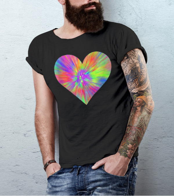 Tie Dye Colorful Heart Peace Cute T-Shirt