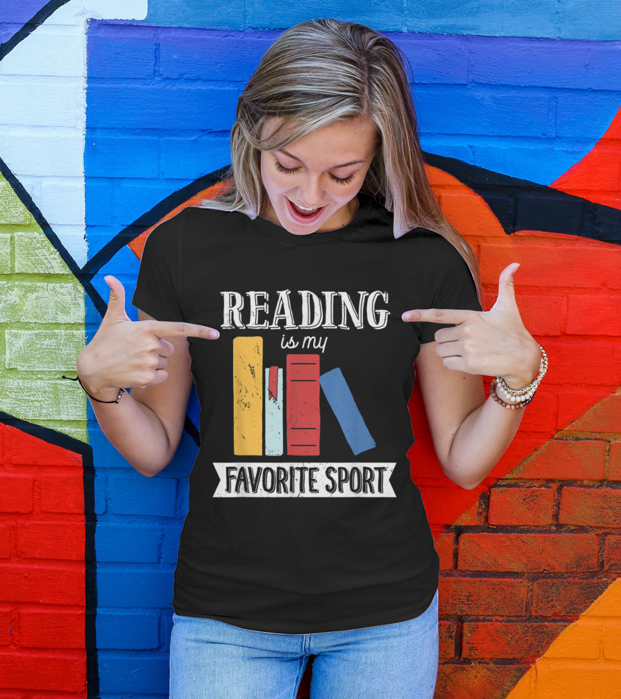 Reading Is My Favorite Sport Book Stack T-Shirt