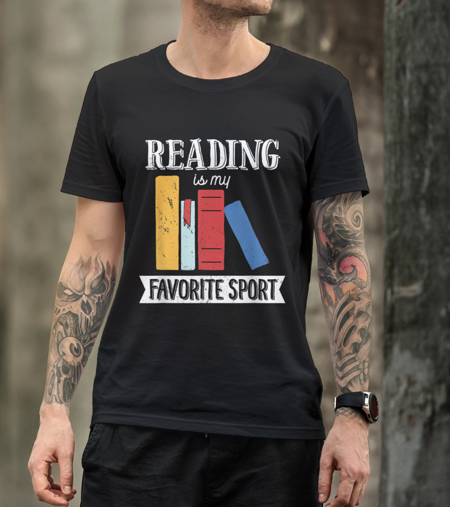 Reading Is My Favorite Sport Book Stack T-Shirt