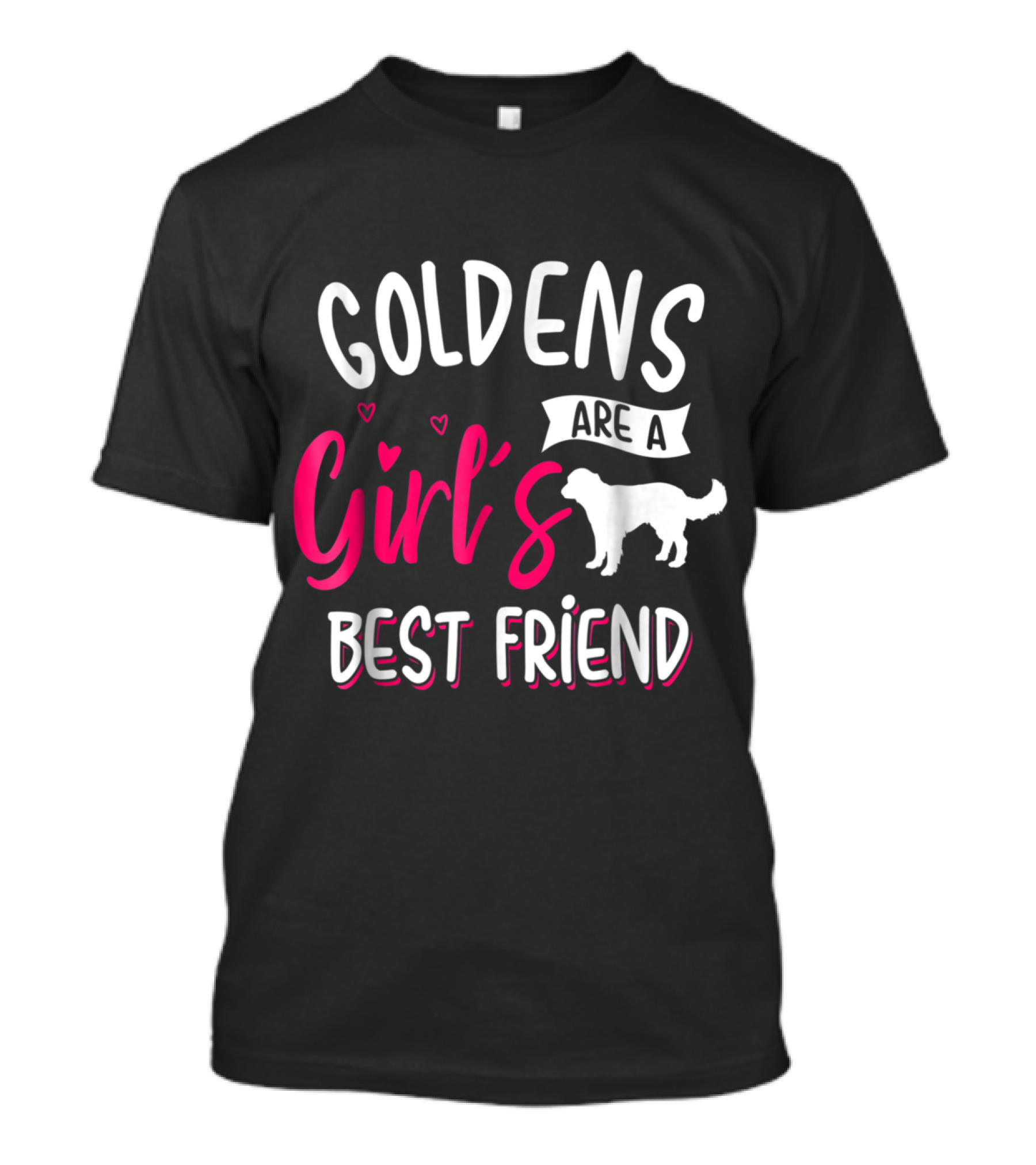 Goldens Are A Girl's Best Friend With Heart Accents And Dog T-Shirt