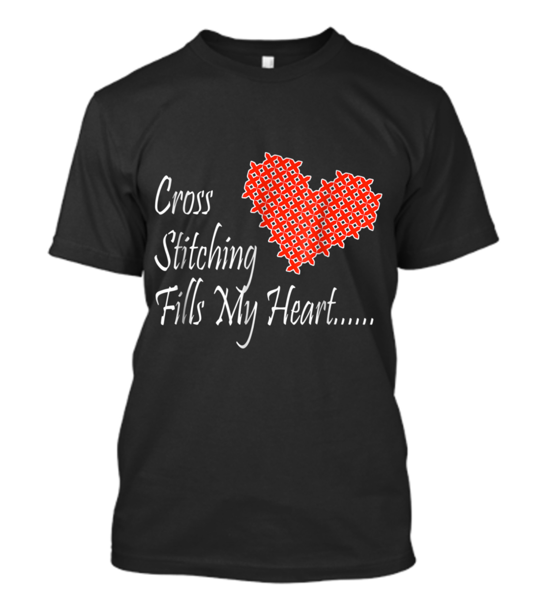 Cross Stitching Fills My Heart Cute Women's Per Heart T-Shirt