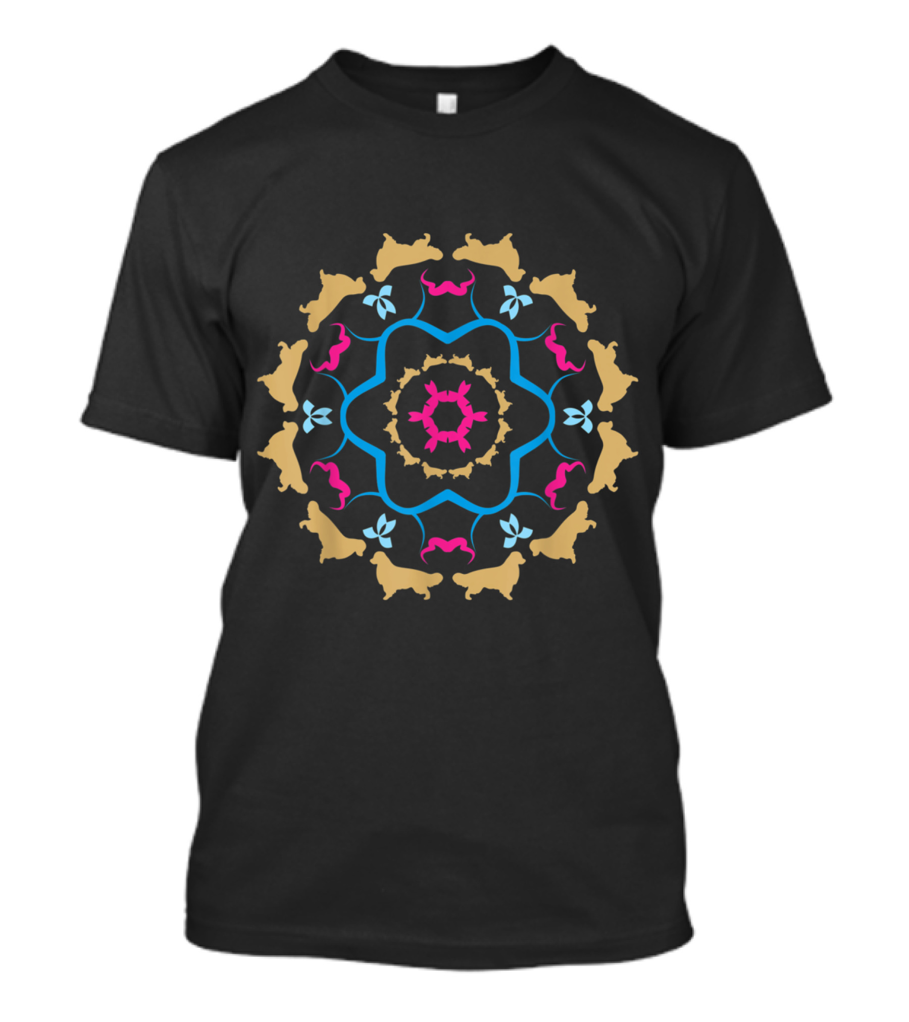 Golden Retrievers Floral Mandala With Vibrant Colors T-Shirt