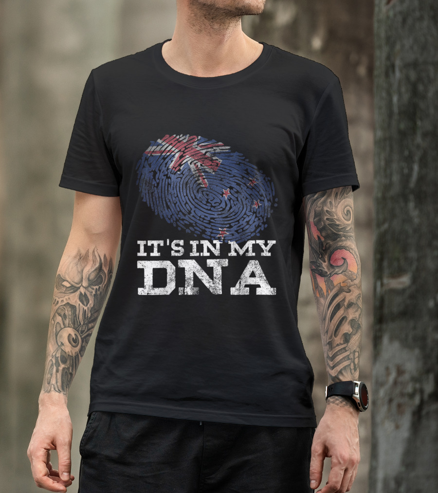 It's In My DNA New Zealand Kiwi Flag Fingerprint T-Shirt