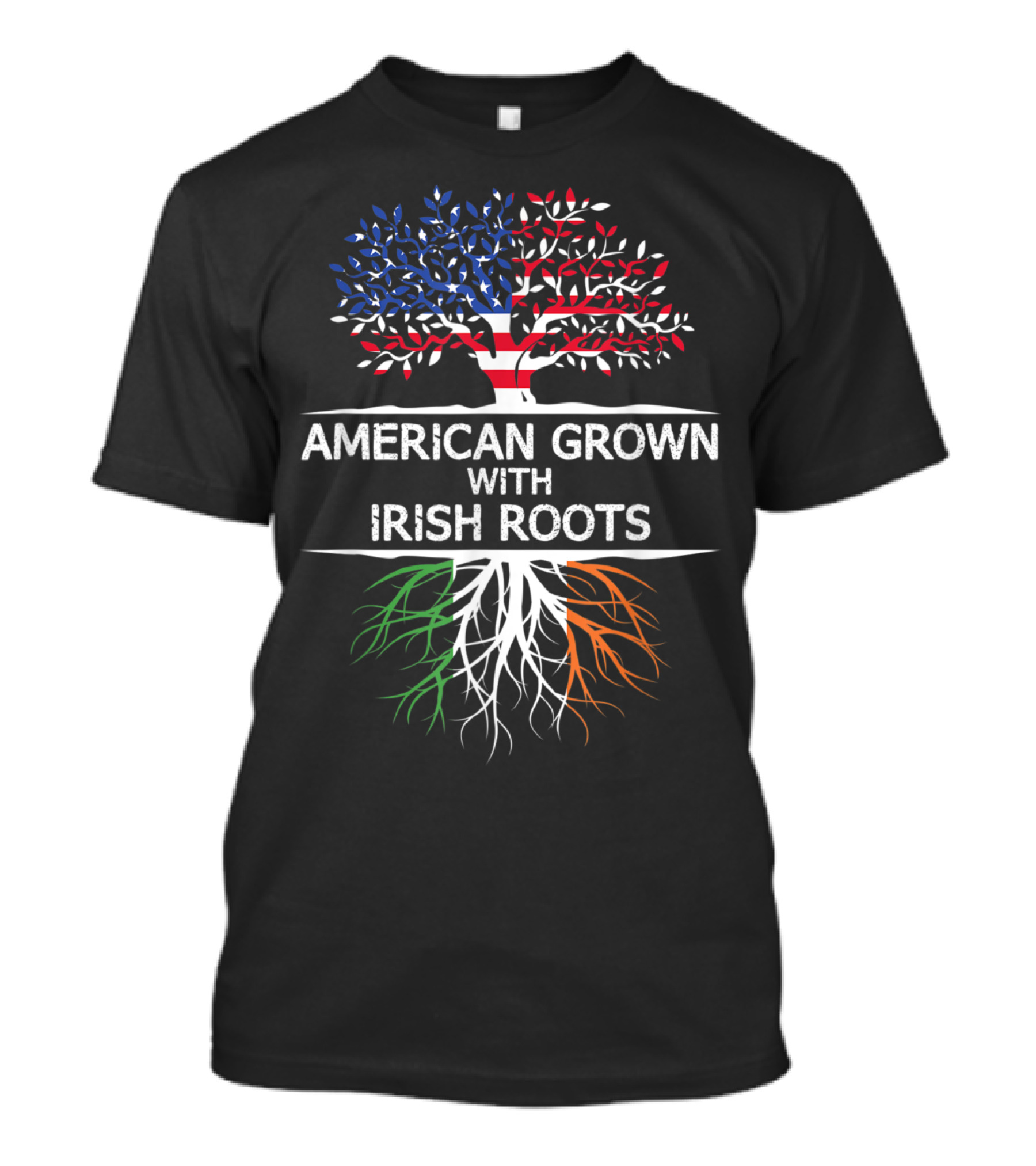 American Grown With Irish Roots USA Flag And Shamrock Colors T-Shirt