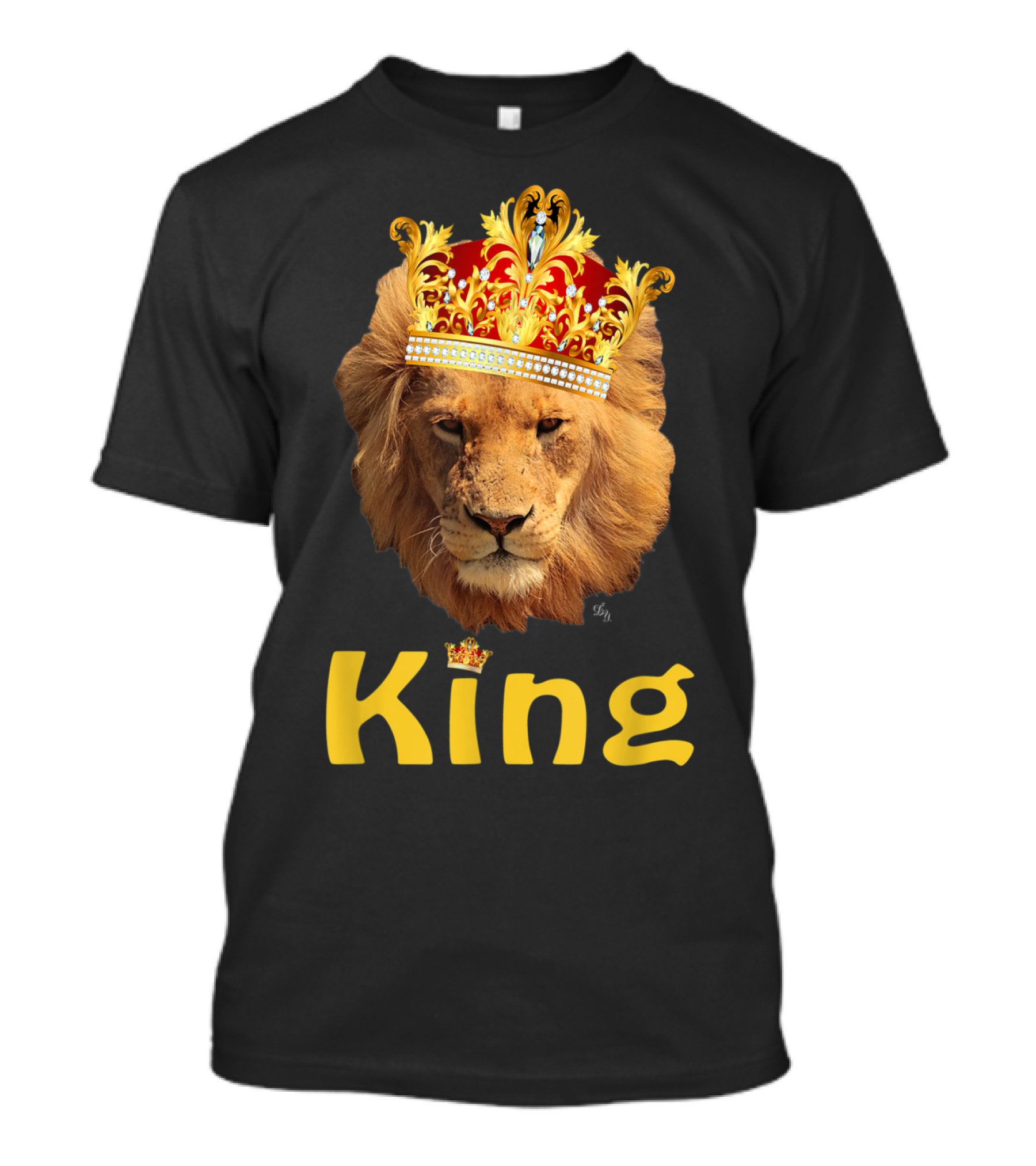 King Lion Head With Crown Jewels Royalty Gold T-Shirt