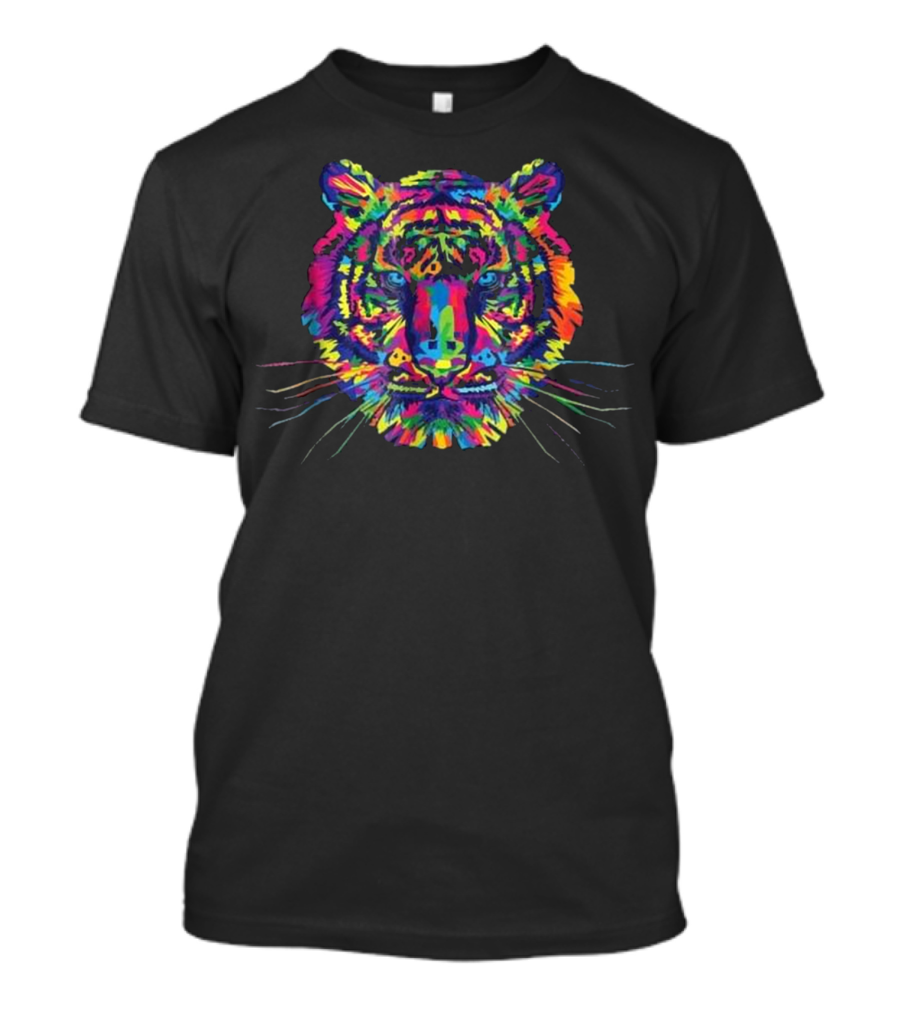 Tie Dye Tiger Vibrant Animal Whiskers Multi-Color T-Shirt