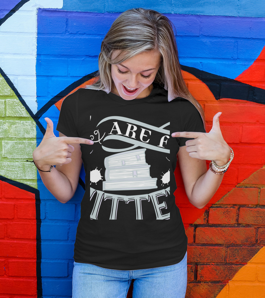 Bookmarks Are For Quitters With Books Stack And Quirky Ribbon T-Shirt