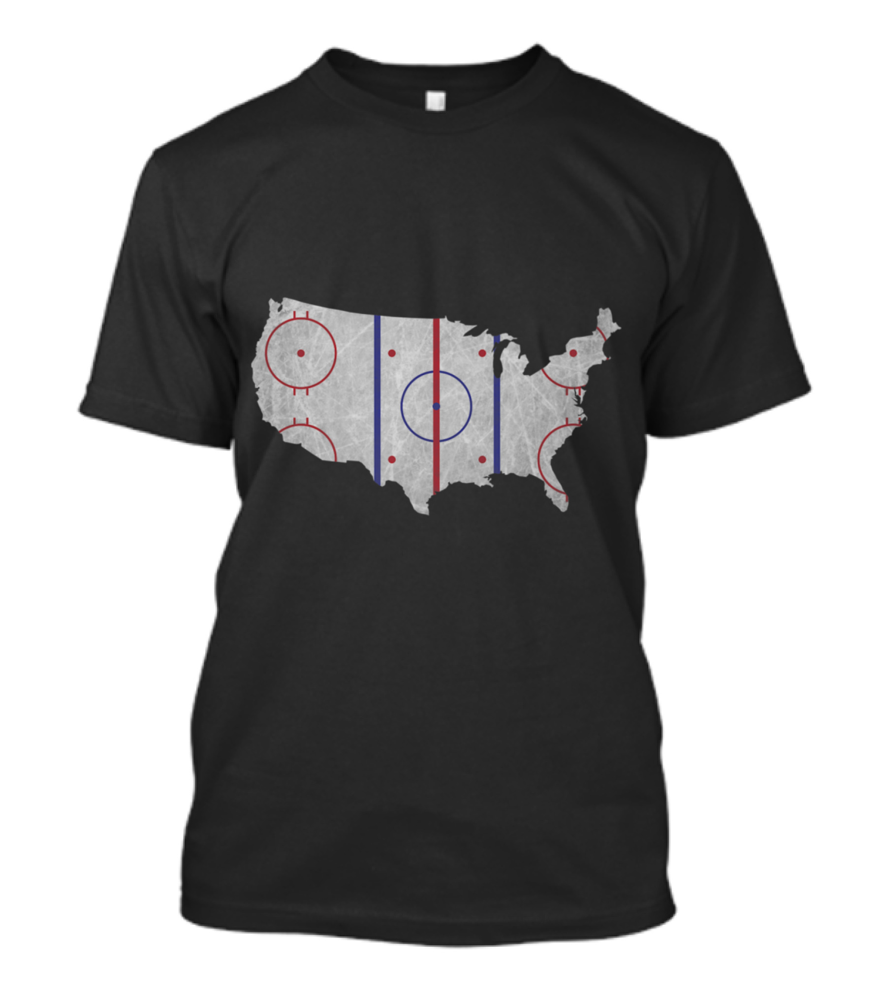 USA Map Hockey Rink Design American Pride T-Shirt