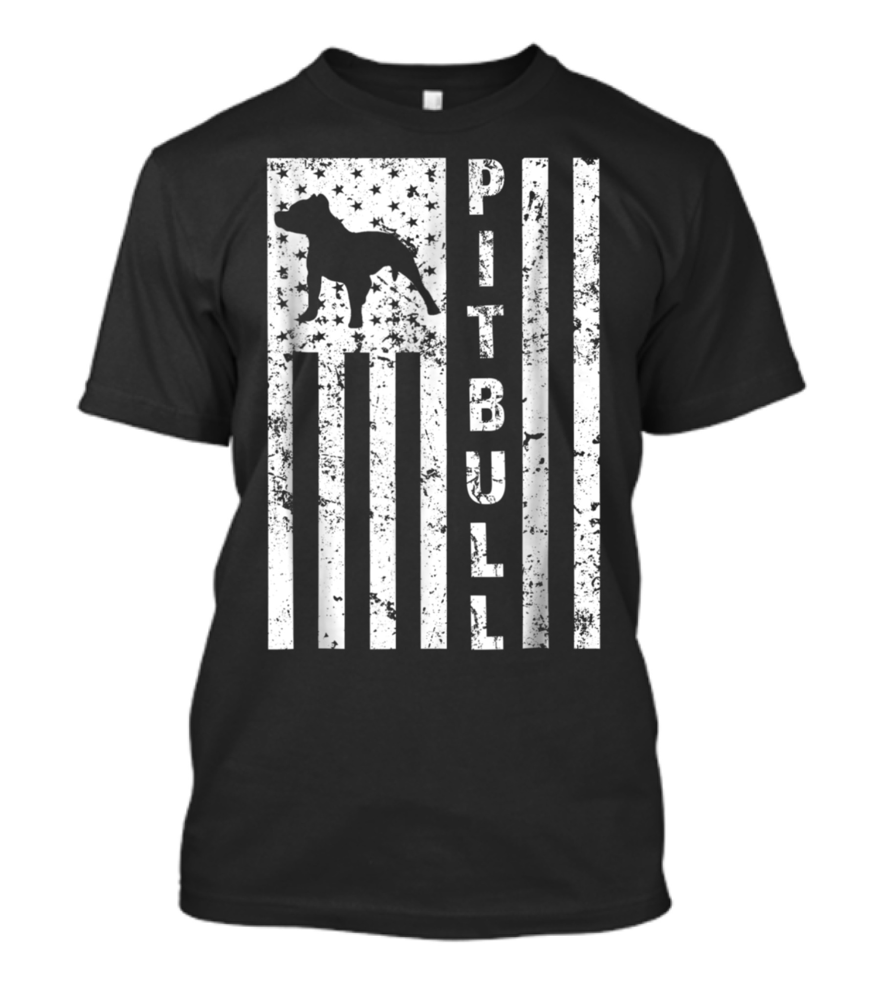 Pitbull Silhouette American Flag Pit Bull Dog US Flag T-Shirt