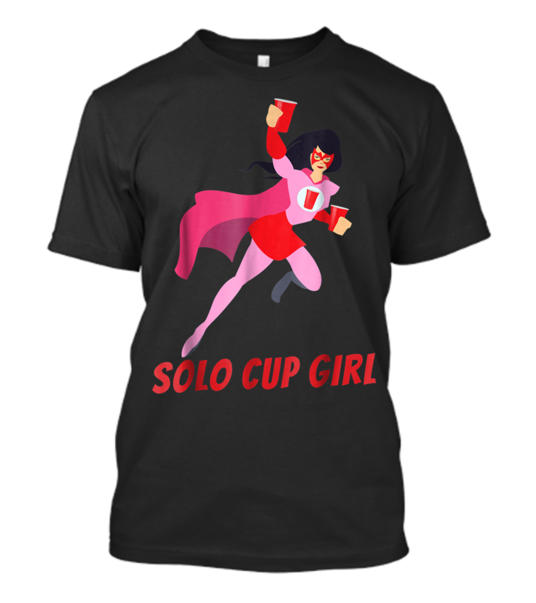 Halloween Solo Cup Girl Superhero With Beer Cups T-Shirt