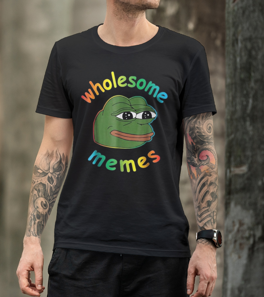 Wholesome Memes Pepe Rainbow Frog Smile T-Shirt